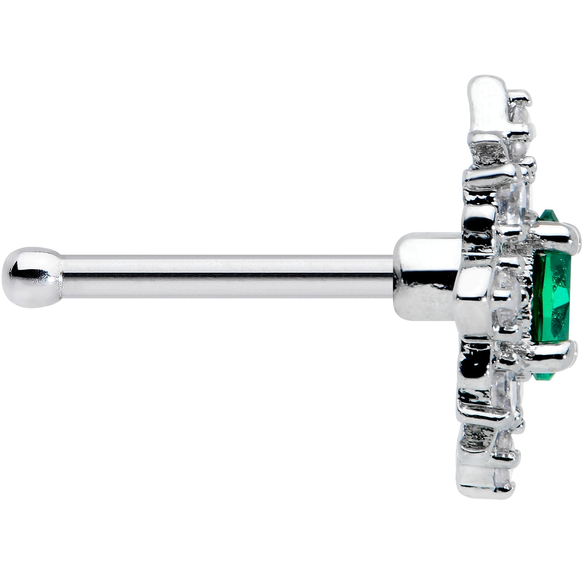 BodyCandy 20G 1/4 Green Gem Ornate Art Deco Nose Bone — lifestyle context