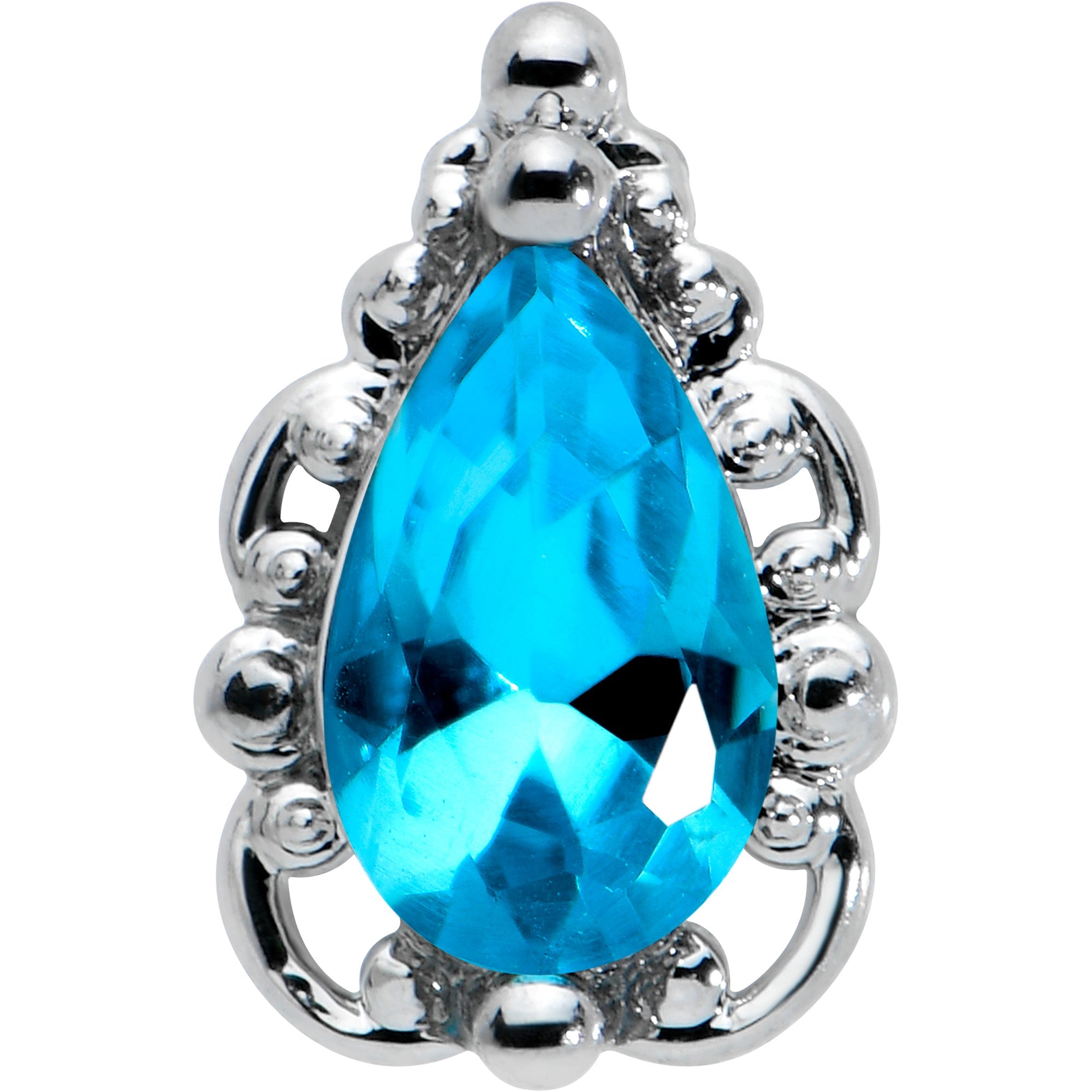 BodyCandy 20G 1/4 Blue Gem Textured Art Deco Nose Bone — detail close-up