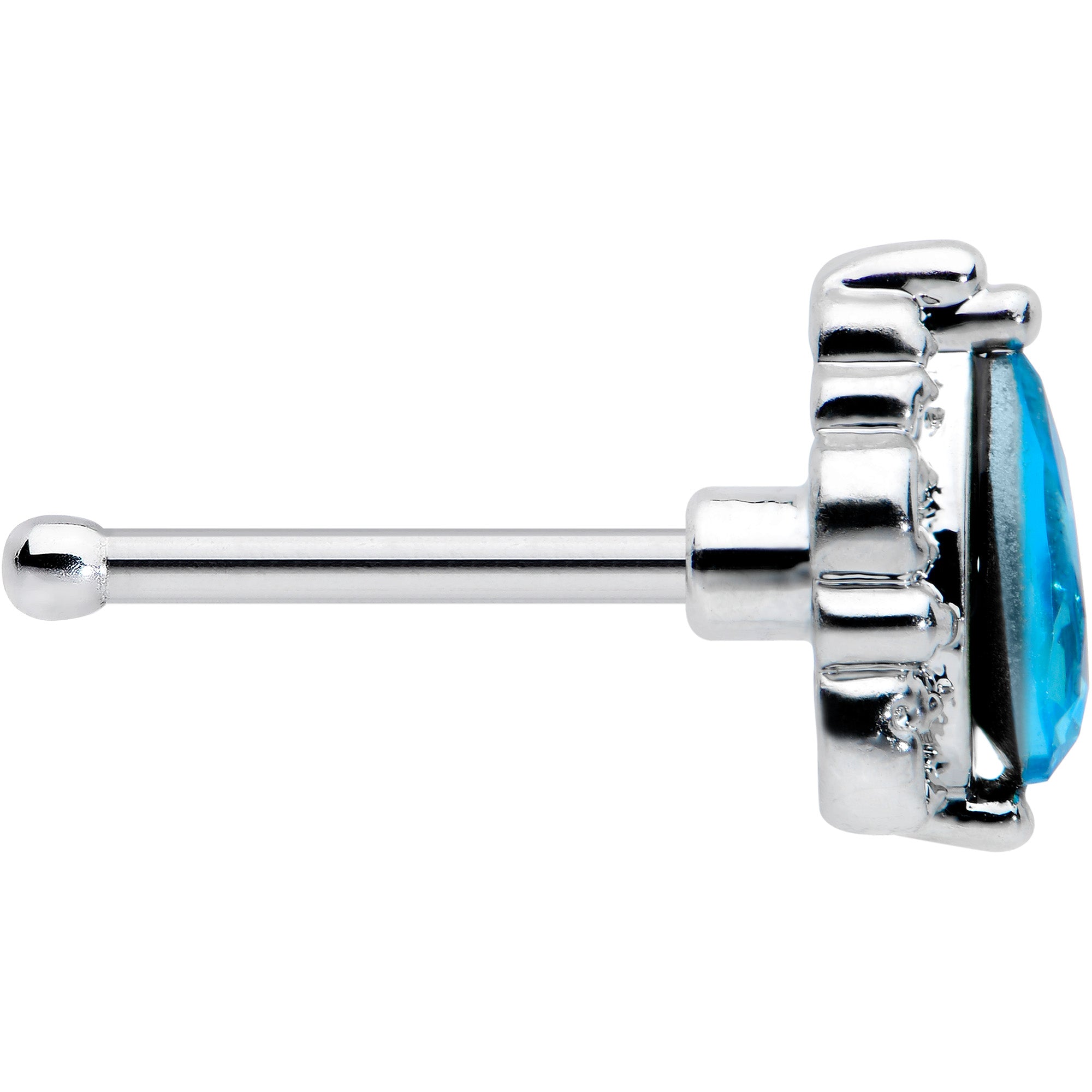 BodyCandy 20G 1/4 Blue Gem Textured Art Deco Nose Bone — lifestyle context