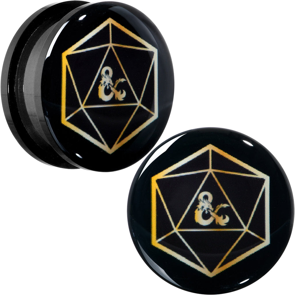 BodyCandy Licensed Dungeons & Dragons D20 Dice Black Screw Fit Plug Set — detail close-up