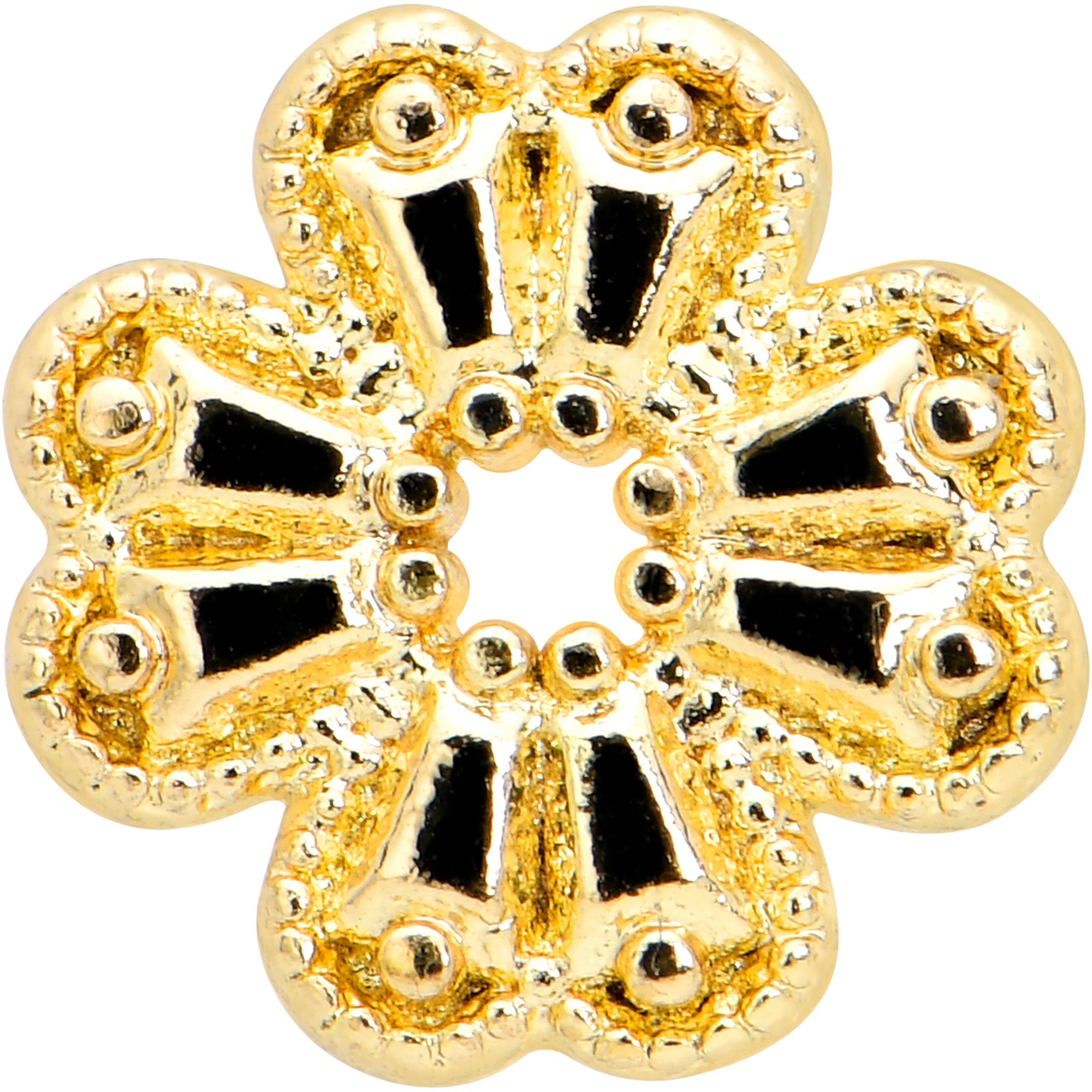 BodyCandy 16G 5/16 Yellow Gem Gold Tone Textured Cross Labret Monroe Tragus — detail close-up