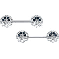 BodyCandy 14G 1/2 Blue Clear Gem Abstract Arch Barbell Nipple Ring Set — main product shot