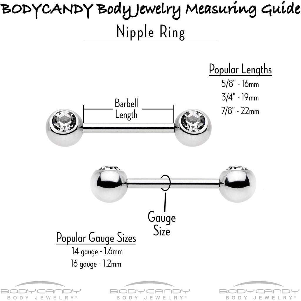 BodyCandy 14G 1/2 Blue Clear Gem Abstract Arch Barbell Nipple Ring Set — in-use photo