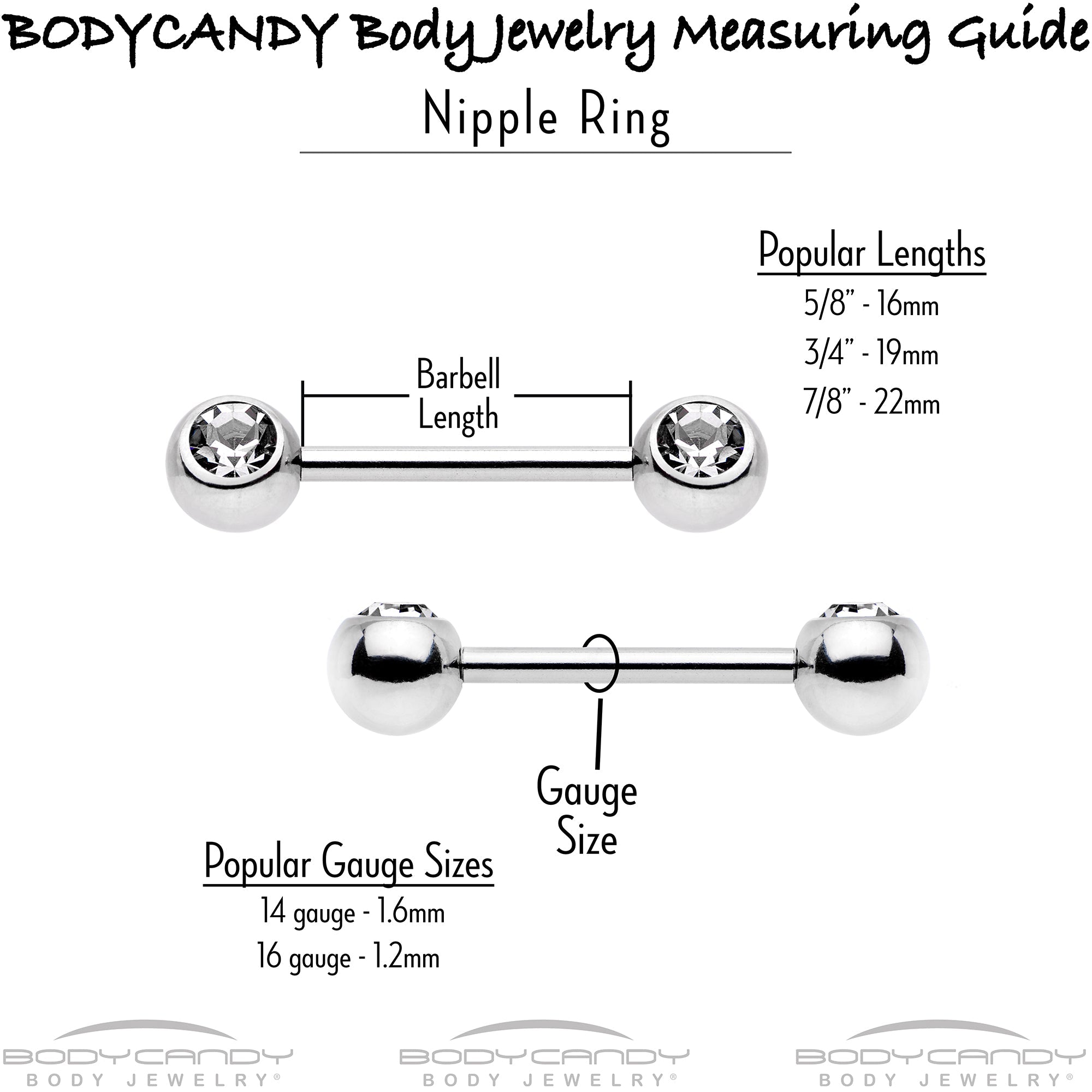 BodyCandy 14G 1/2 Blue Clear Gem Abstract Arch Barbell Nipple Ring Set — in-use photo