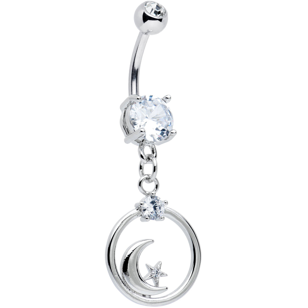 BodyCandy Clear Gem Star Crescent Moon Glamour Circle Dangle Belly Ring — main product shot