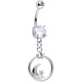 BodyCandy Clear Gem Star Crescent Moon Glamour Circle Dangle Belly Ring — main product shot
