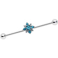 BodyCandy 14G Blue Gem Frosty Snowflake Christmas Industrial Barbell 38mm — main product shot