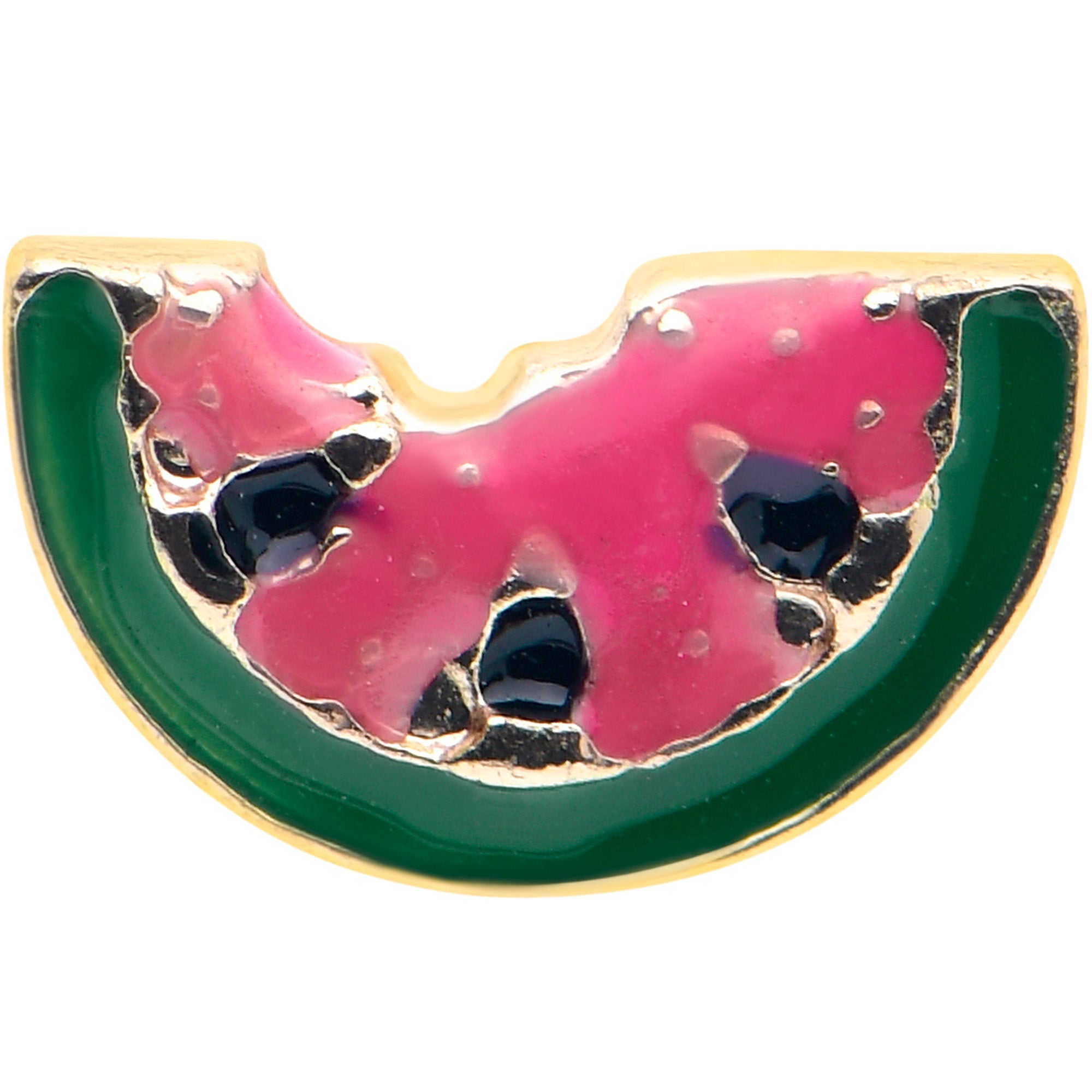 BodyCandy 20G 1/4 Gold Tone Watermelon Bite Nose Bone — detail close-up