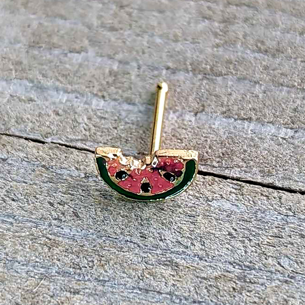BodyCandy 20G 1/4 Gold Tone Watermelon Bite Nose Bone — alternative angle