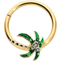 BodyCandy 16G 3/8 Clear Gem Gold Tone Palm Tree Style Hinged Segment Ring — main product shot