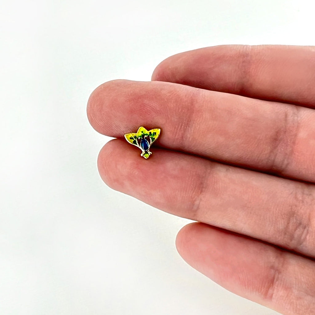 BodyCandy 16G 1/4 Blue Gem Gold Tone Tropic Fan Cartilage Tragus Earring — size reference
