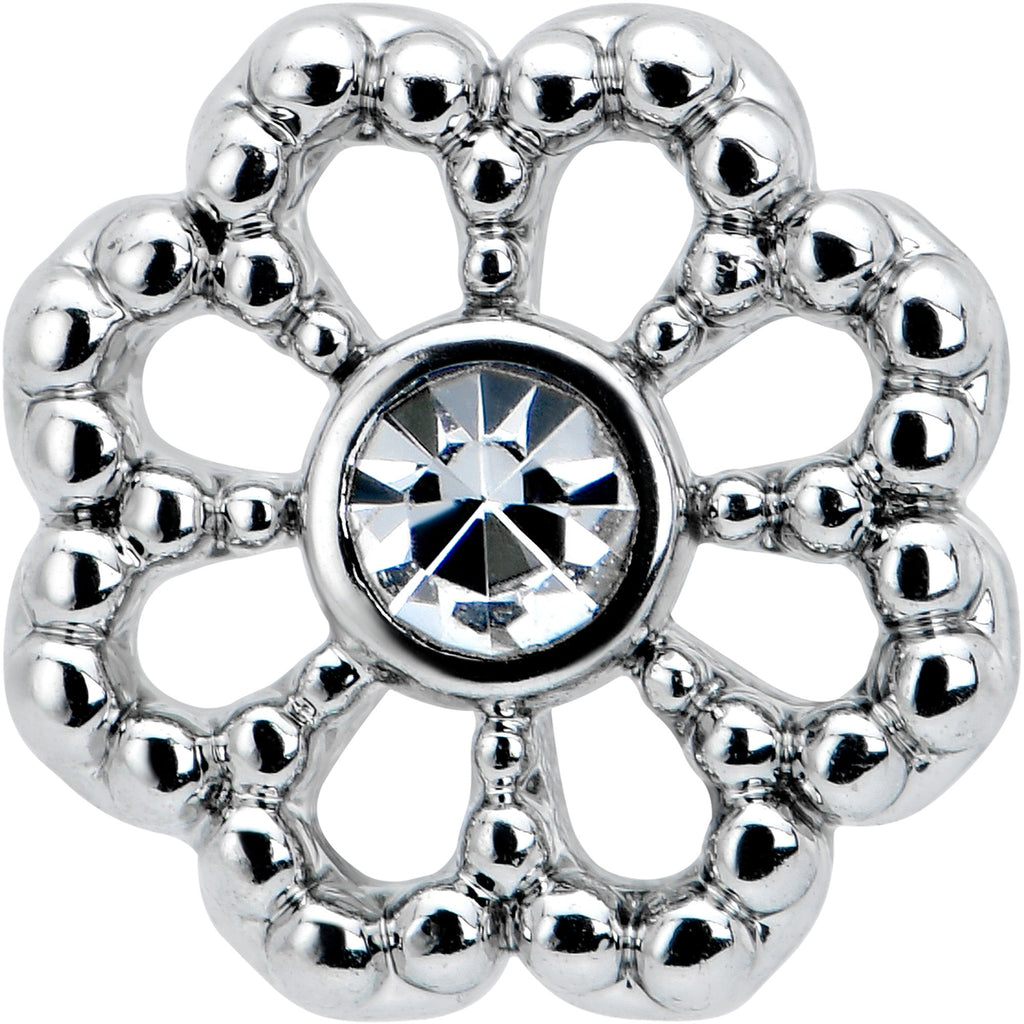 BodyCandy 16G 5/16 Clear Gem Baroque Fabulous Flower Labret Monroe Tragus — detail close-up