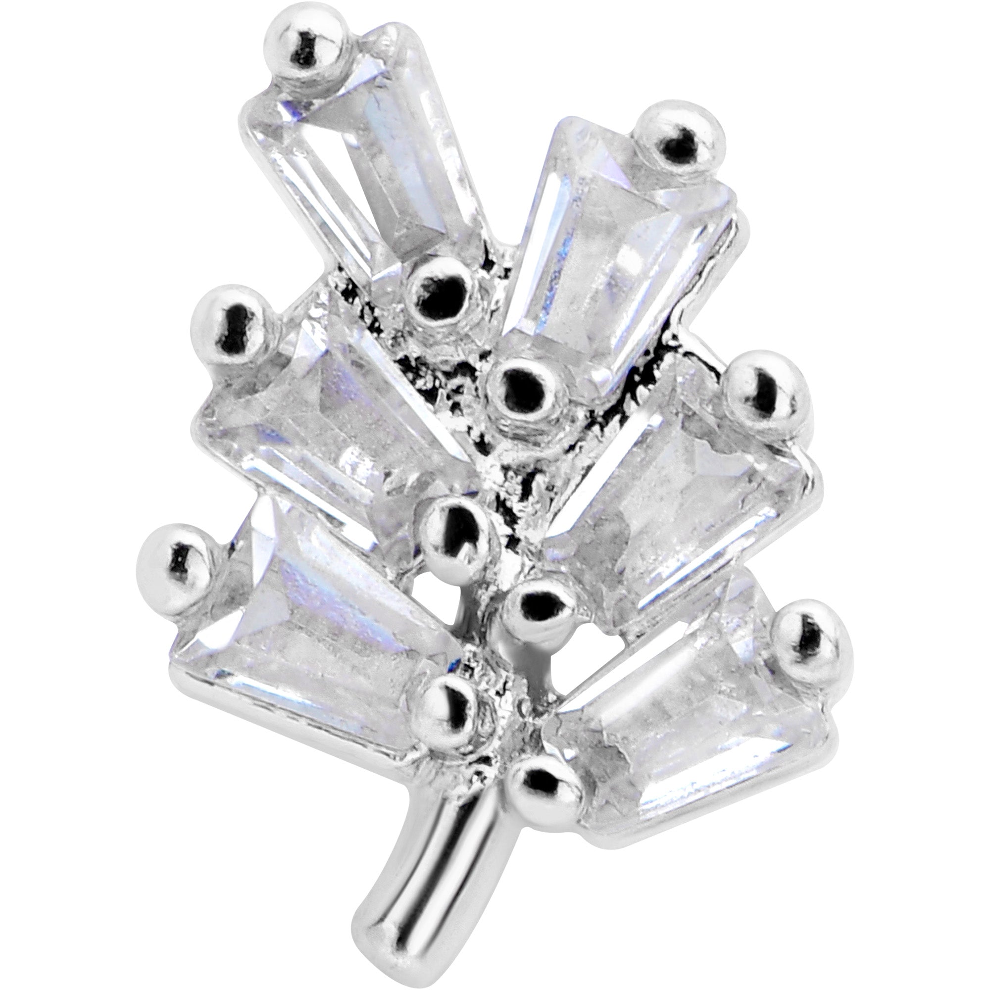BodyCandy 16G 5/16 Clear CZ Gem Leafy Branch Threadless Labret Monroe Tragus — detail close-up