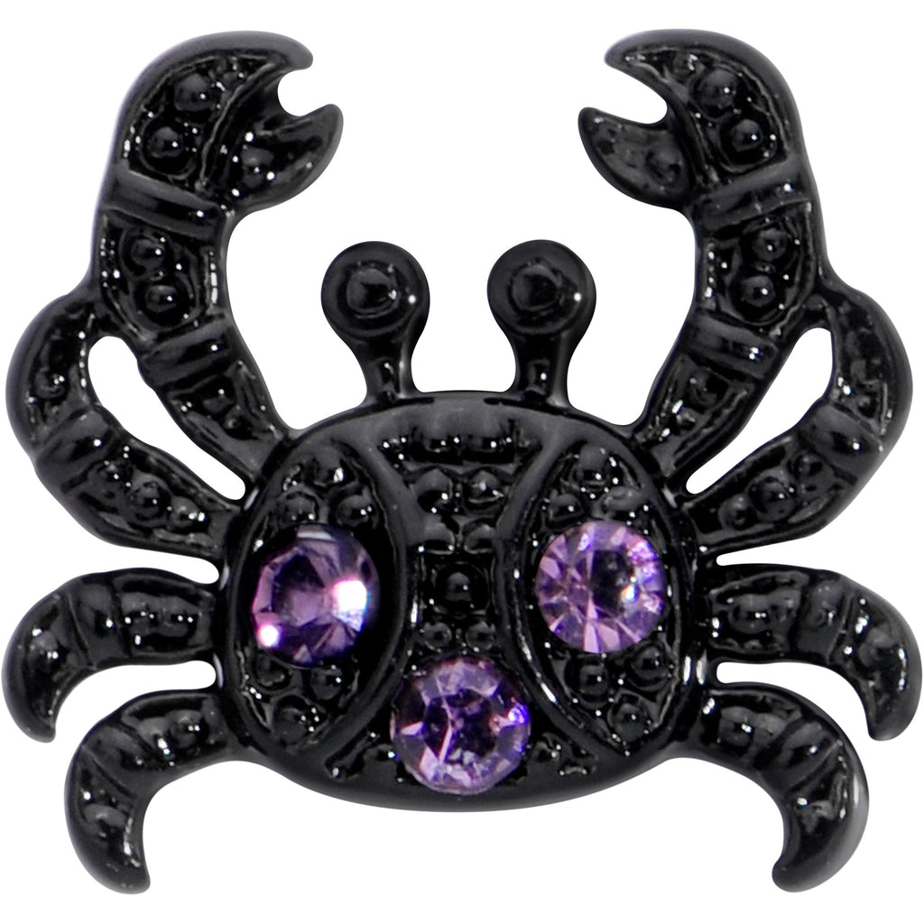 BodyCandy 16G 1/4 Purple Gem Black Chic Crab Labret — detail close-up