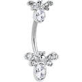 BodyCandy Clear Gem Fanciful Butterfly Double Mount Belly Ring — main product shot