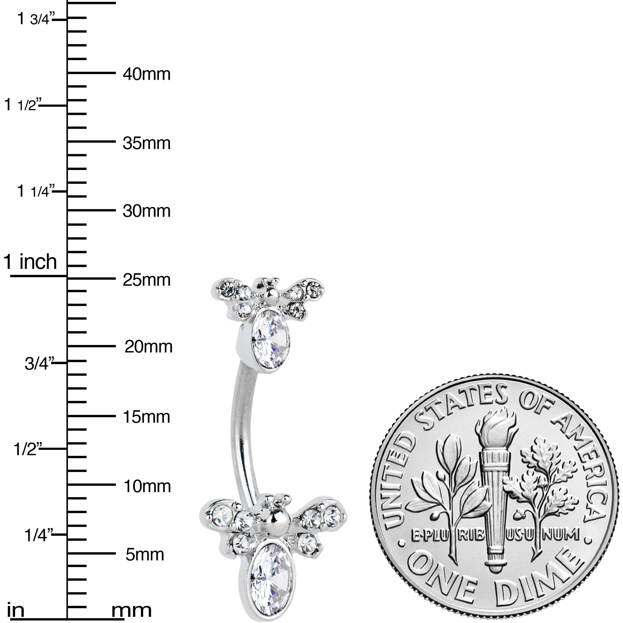 BodyCandy Clear Gem Fanciful Butterfly Double Mount Belly Ring — lifestyle context
