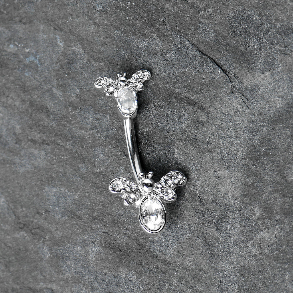 BodyCandy Clear Gem Fanciful Butterfly Double Mount Belly Ring — alternative angle