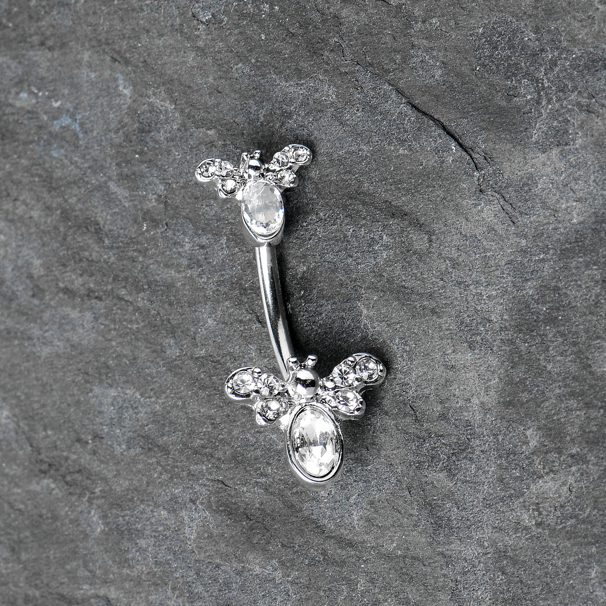 BodyCandy Clear Gem Fanciful Butterfly Double Mount Belly Ring — alternative angle