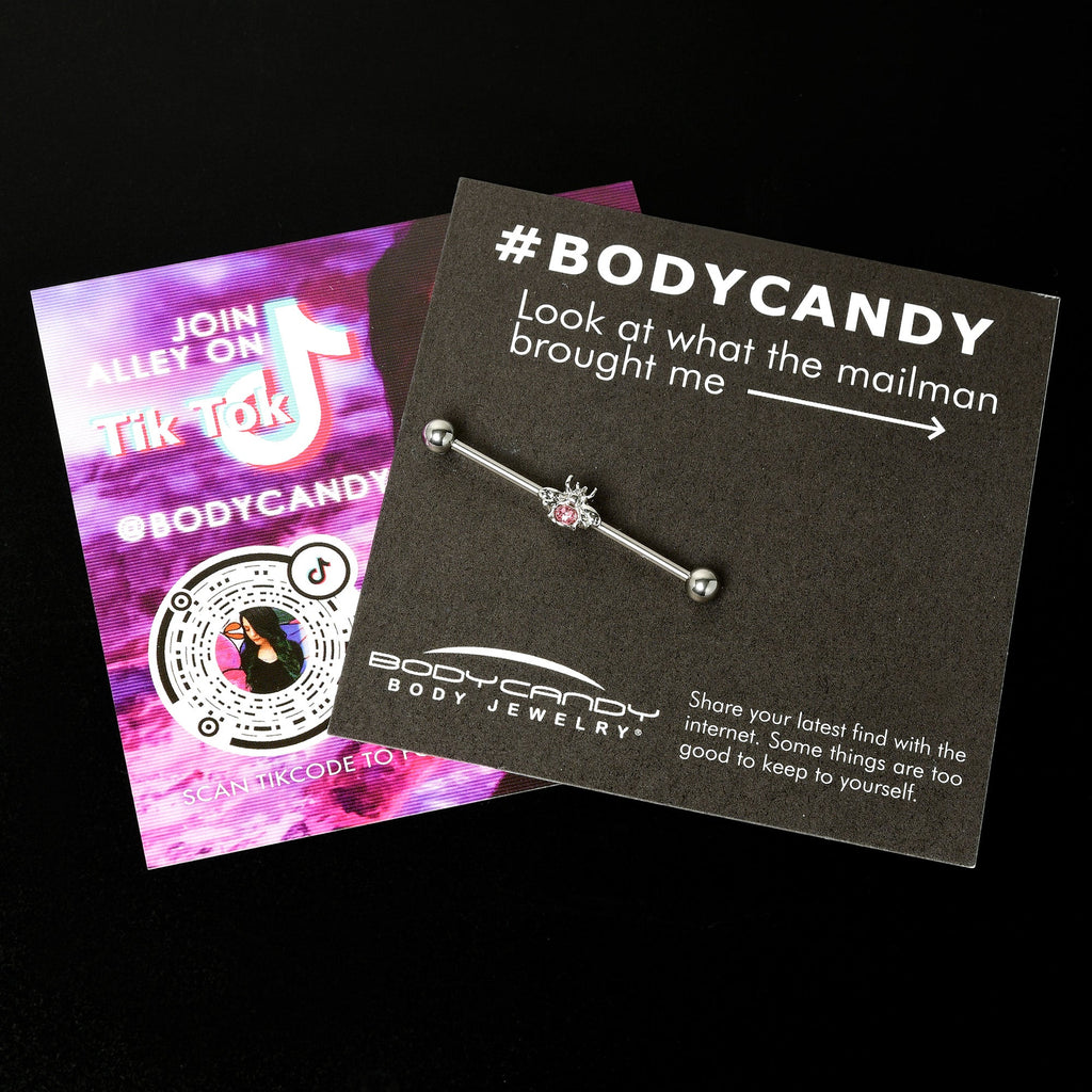 BodyCandy 14G Pink Gem Bee Beautiful Insect Industrial Barbell 38mm — size reference