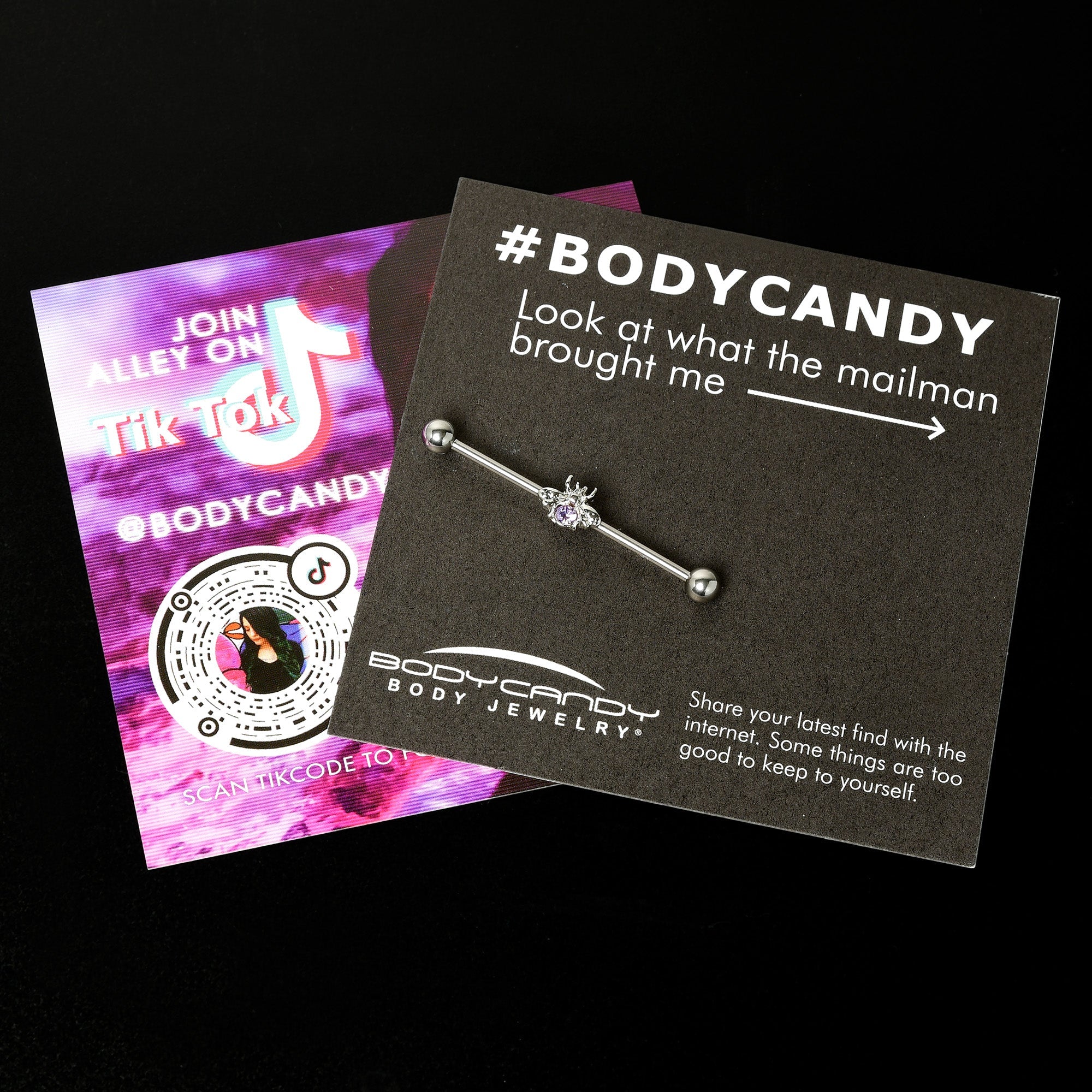 BodyCandy 14G Purple Gem Bee Beautiful Insect Industrial Barbell 38mm — size reference