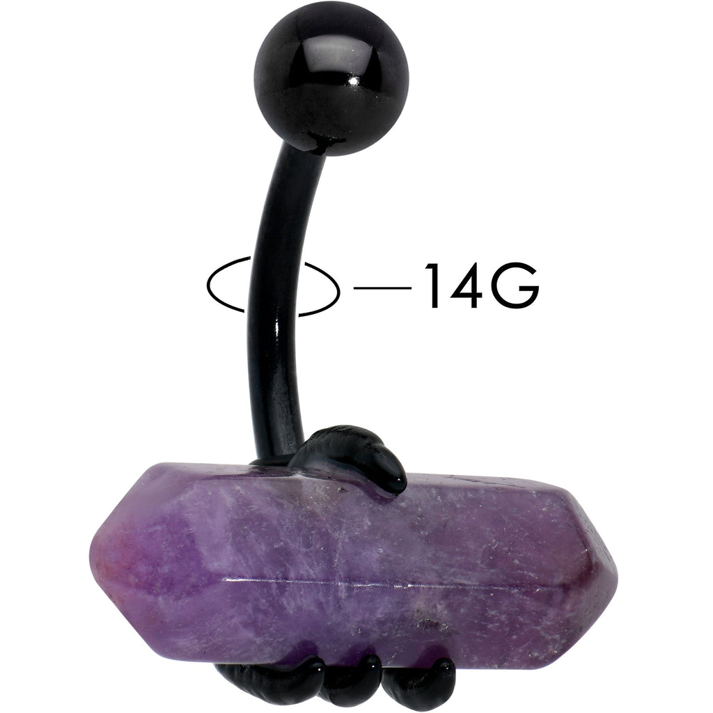 BodyCandy Purple Amethyst Stone Black Claw Belly Ring — lifestyle context