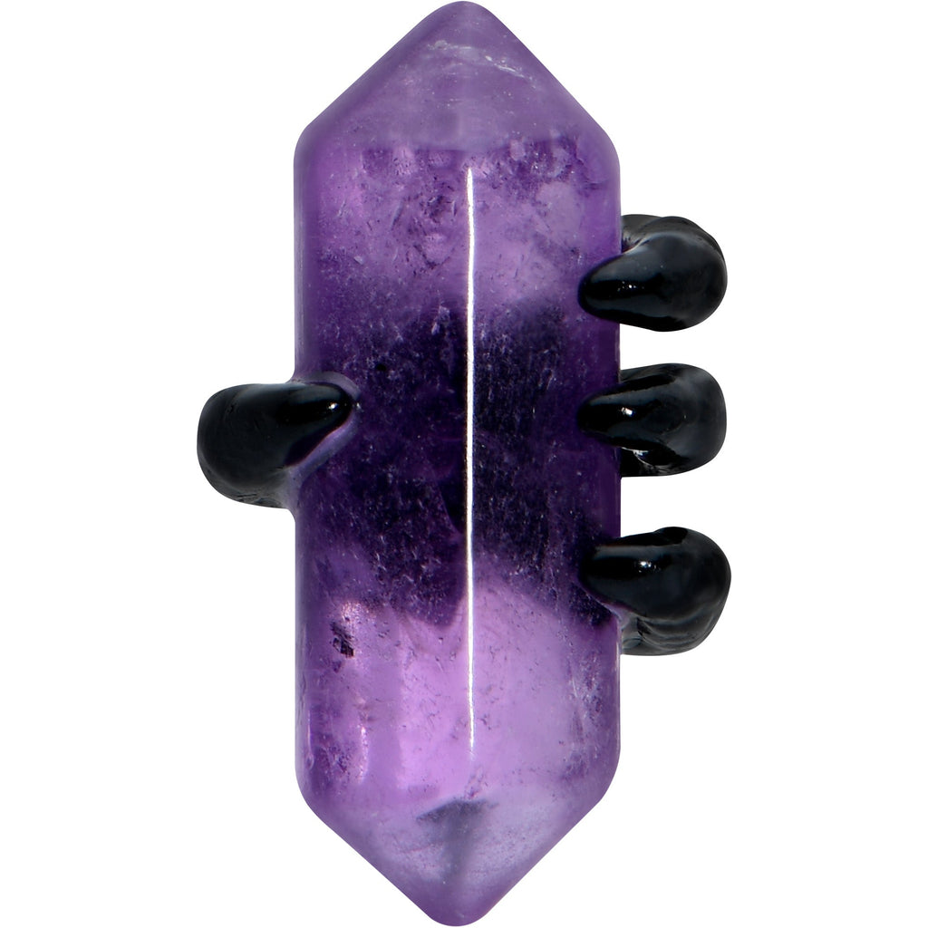 BodyCandy 16G 1/4 Purple Amethyst Black Claw Obelisk Cartilage Earring — detail close-up