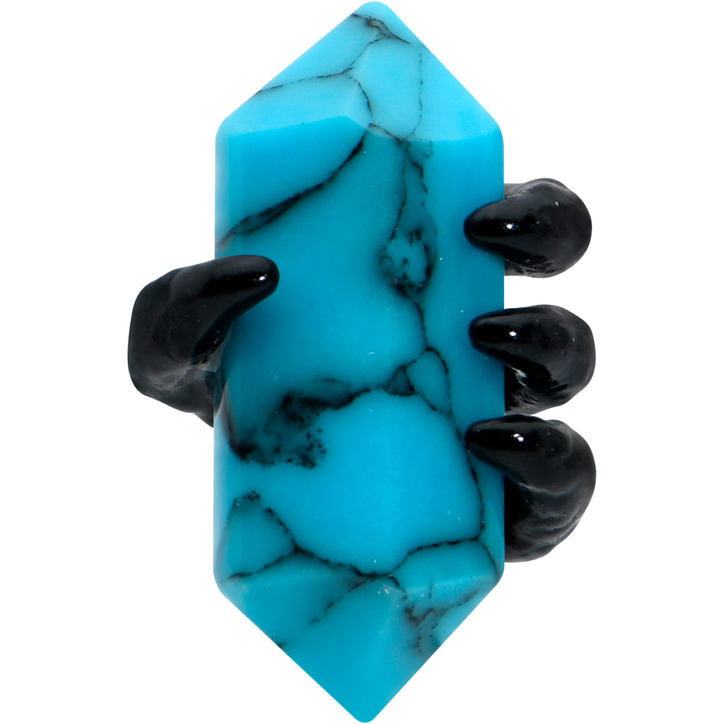 BodyCandy 16G 1/4 Blue Turquoise Black Claw Obelisk Cartilage Earring — detail close-up