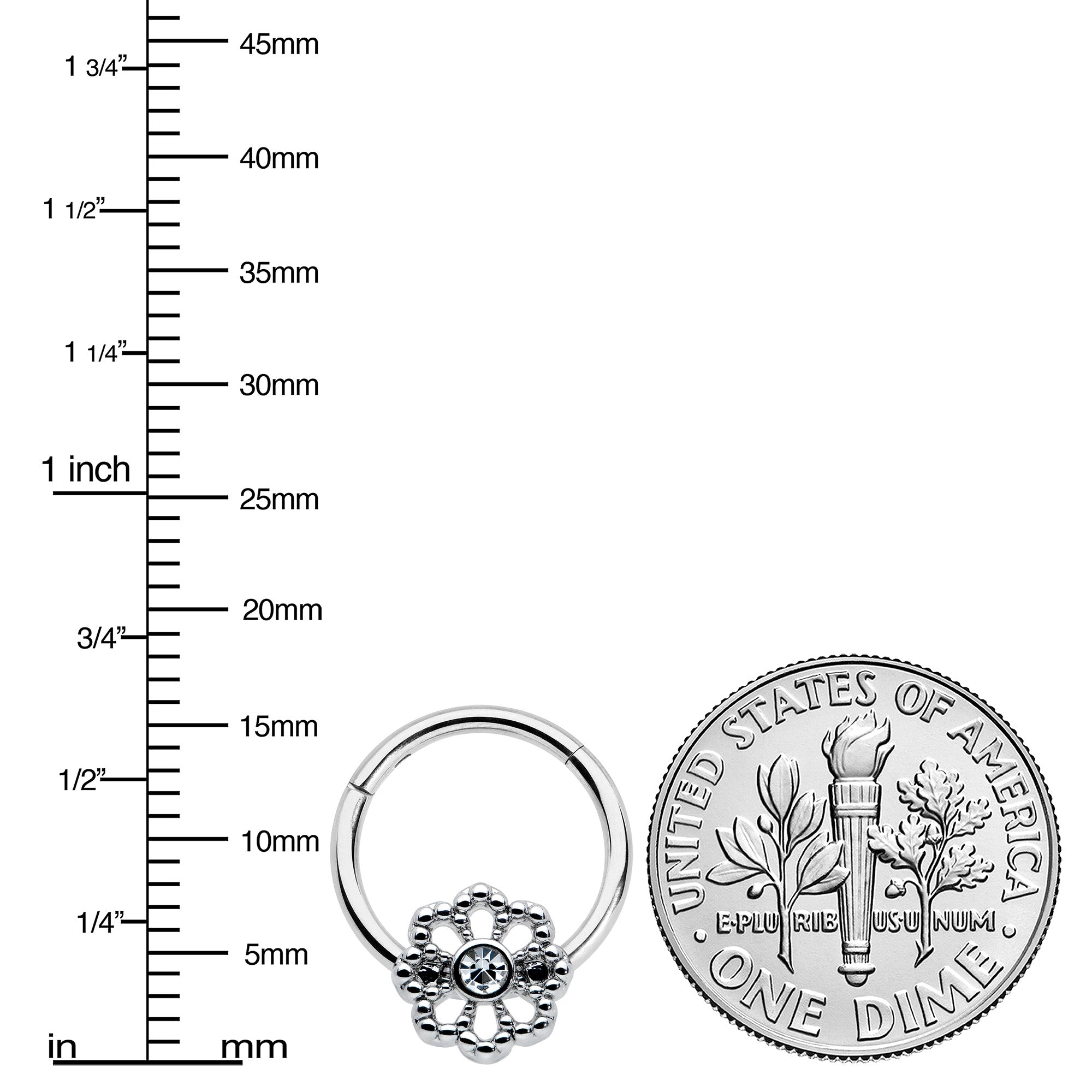 BodyCandy 16G 3/8 Clear Gem Epic Fabulous Flower Hinged Segment Ring — lifestyle context