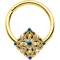 BodyCandy 16G 3/8 Gold Tone Lacy Rhombus Hinged Segment Ring — main product shot