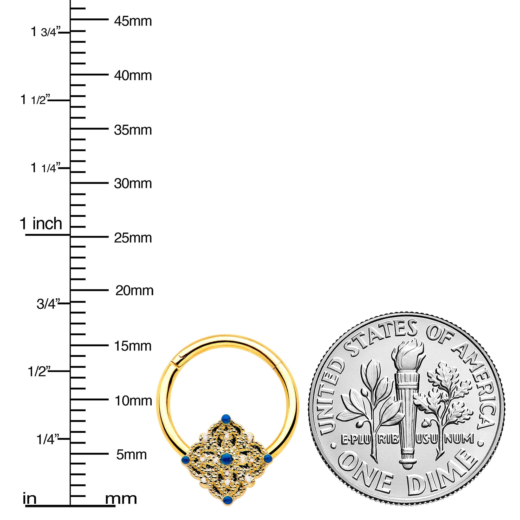 BodyCandy 16G 3/8 Gold Tone Lacy Rhombus Hinged Segment Ring — lifestyle context