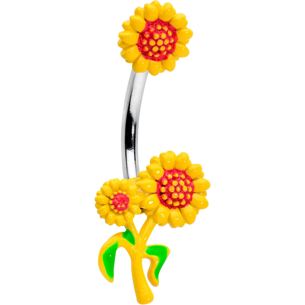 BodyCandy Happy Sunflower Trio Double Mount Belly Ring — main product shot