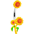 BodyCandy Happy Sunflower Trio Double Mount Belly Ring — main product shot