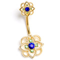 BodyCandy Blue Gem Gold Tone Celtic Style Double Mount Belly Ring — main product shot