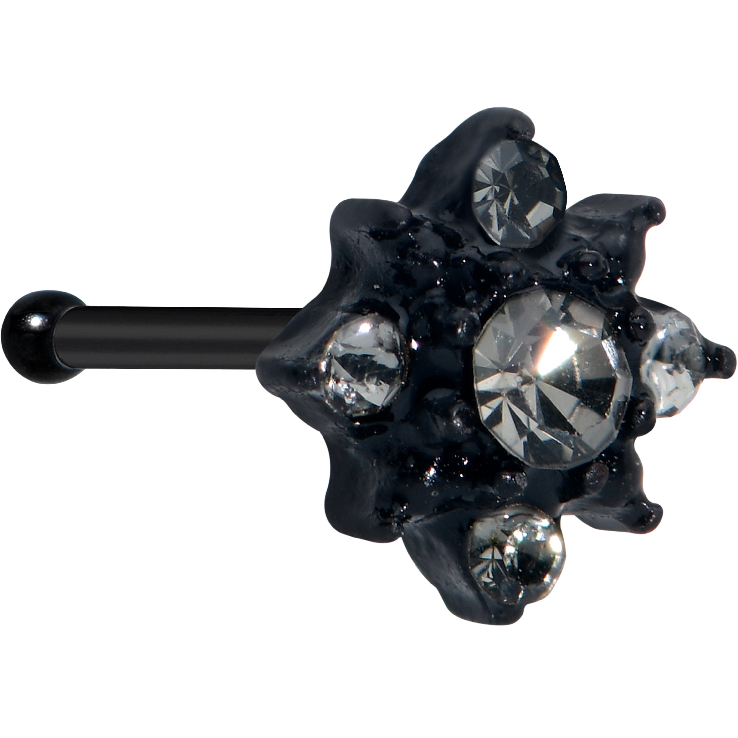 BodyCandy 20G 1/4 Clear Gem Black Gothic Sun Nose Bone — main product shot