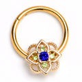 BodyCandy 16G 3/8 Blue Gem Gold Tone Celtic Style Hinged Segment Ring — main product shot