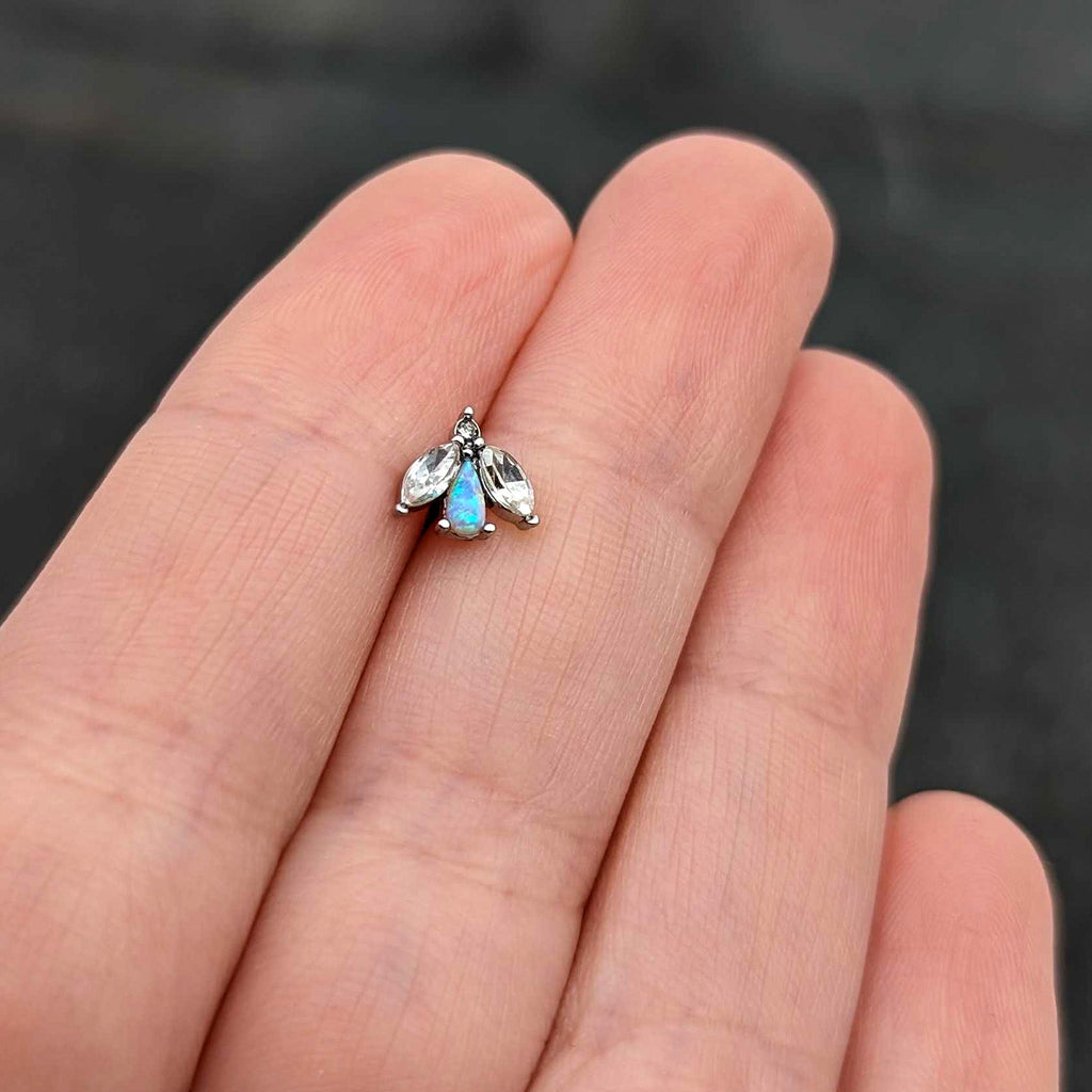 BodyCandy 16G 1/4 White Synthetic Opal Flower Cartilage Tragus Earring — size reference