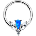 BodyCandy 16G 3/8 Blue Faux Opal Style Flower Hinged Segment Ring — main product shot