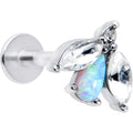 BodyCandy 16G 5/16 White Synthetic Opal Flower Labret Monroe Tragus — main product shot