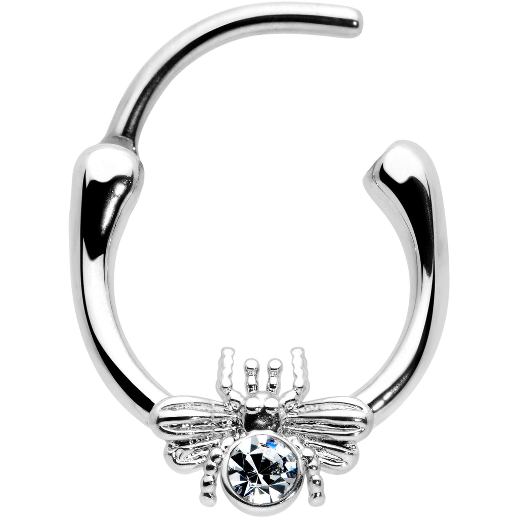 BodyCandy 16G 5/16 Clear Gem Ultra Fly Cartilage Clicker — detail close-up