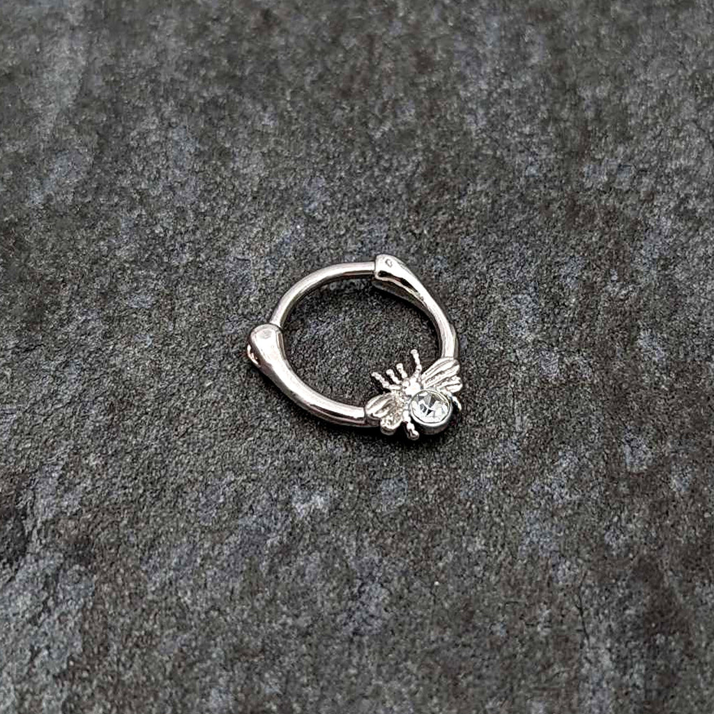 BodyCandy 16G 5/16 Clear Gem Ultra Fly Cartilage Clicker — side view