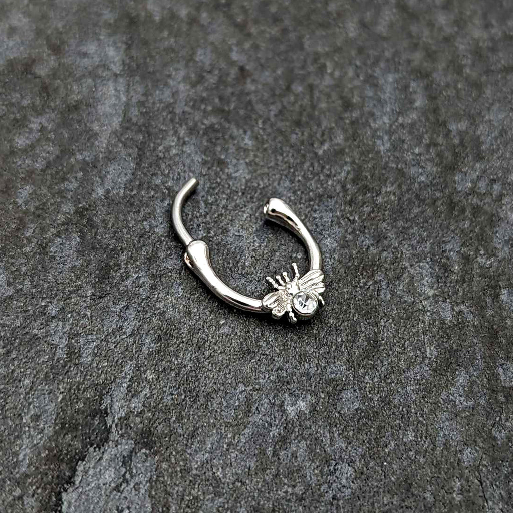 BodyCandy 16G 5/16 Clear Gem Ultra Fly Cartilage Clicker — back view