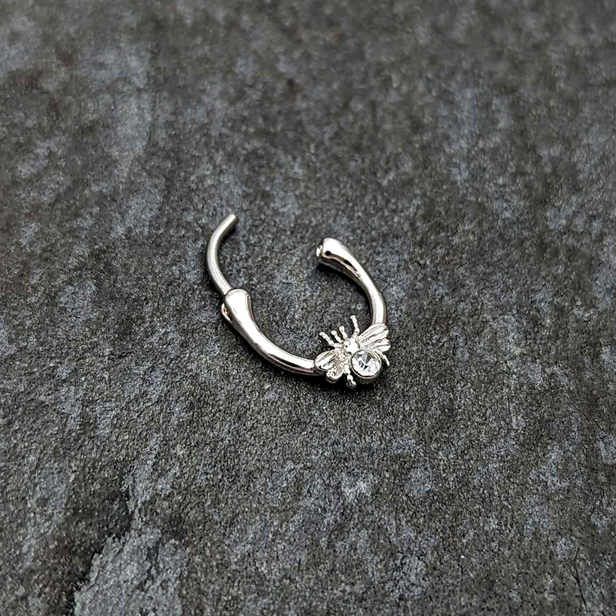 BodyCandy 16G 5/16 Clear Gem Ultra Fly Cartilage Clicker — back view