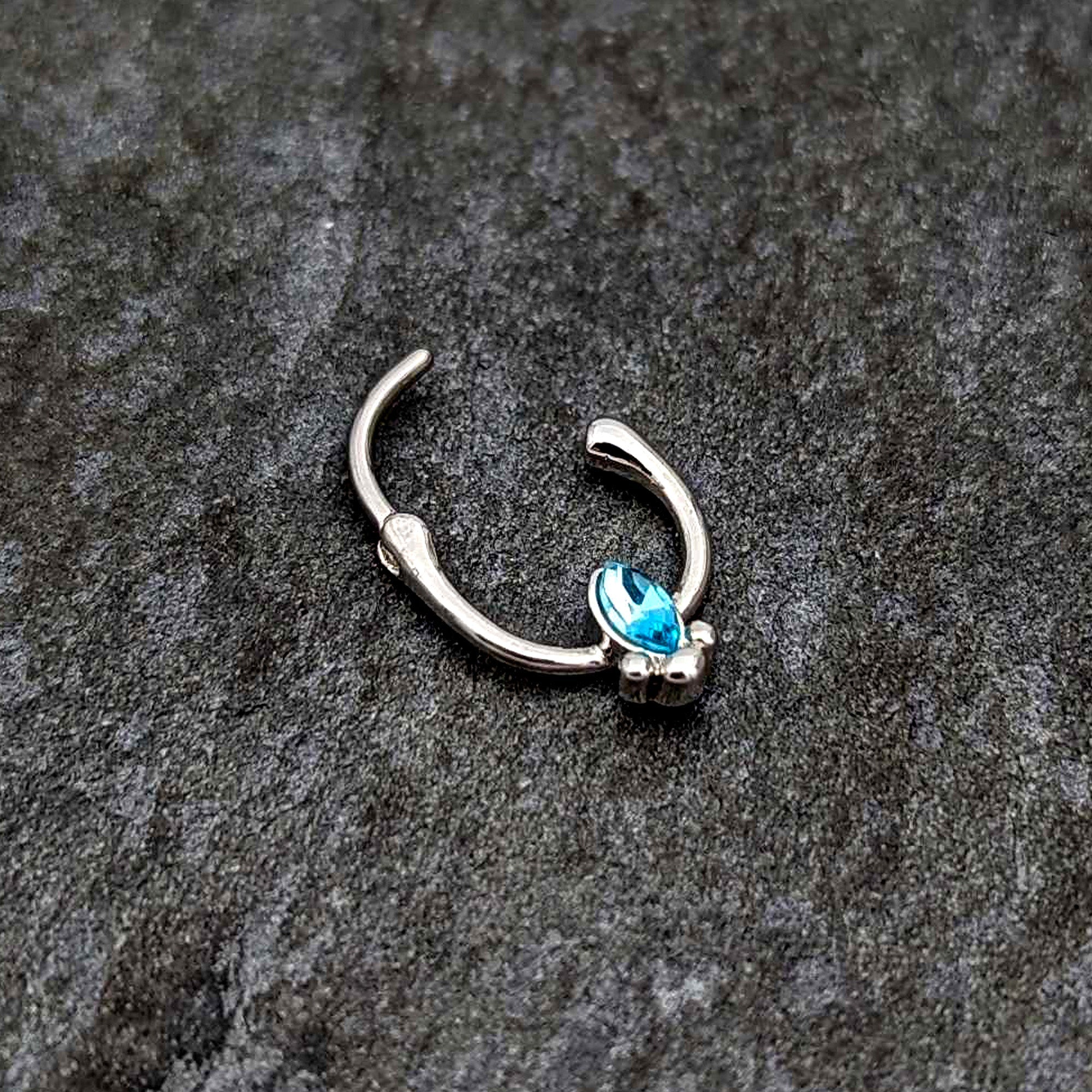 BodyCandy 16G 5/16 Blue Gem Deco Oval Cartilage Clicker — back view