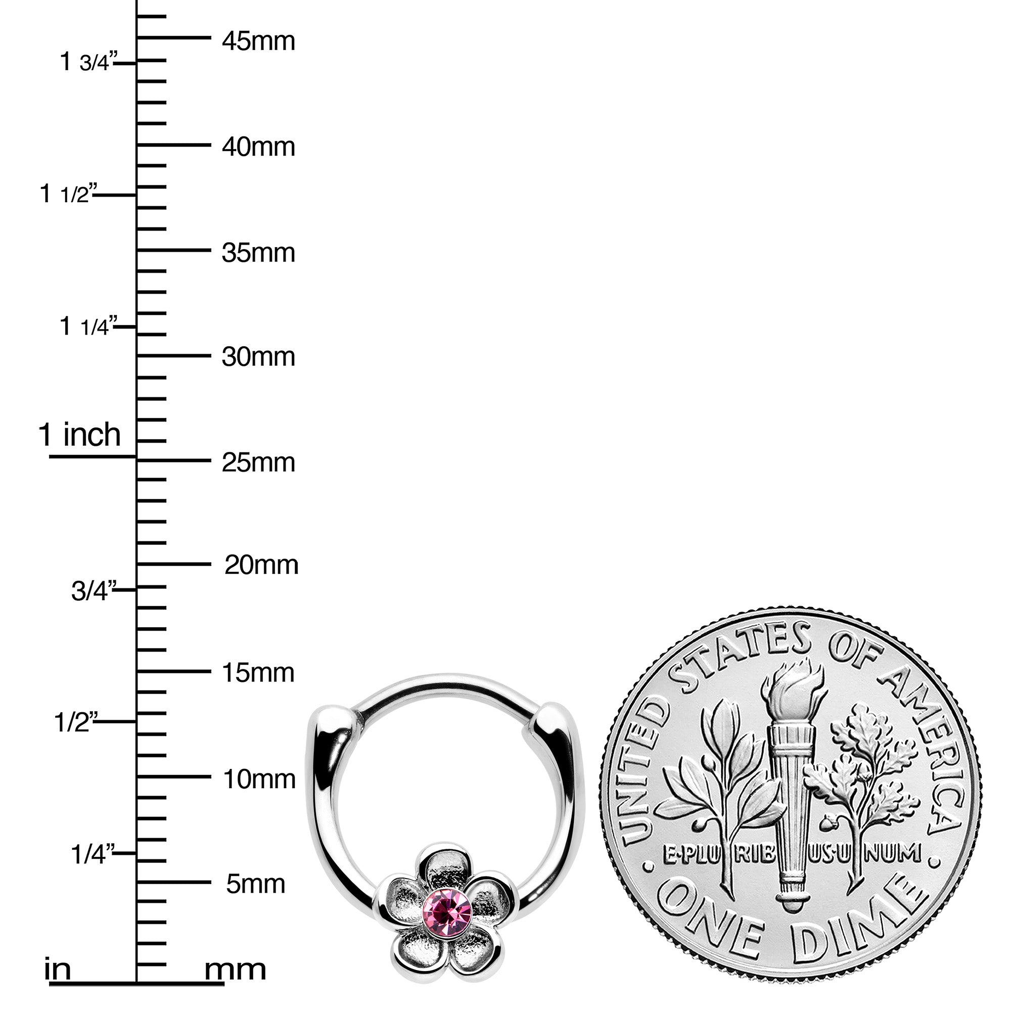 BodyCandy 16G 5/16 Pink Gem Sweetheart Flower Cartilage Clicker — lifestyle context
