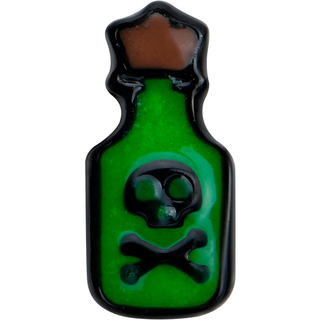 BodyCandy 16G 1/4 Poison Green Bottle Glow in the Dark Cartilage Earring — detail close-up