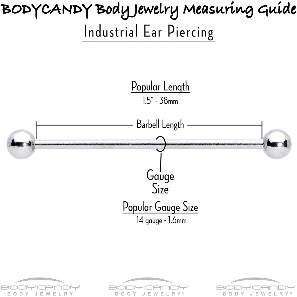 BodyCandy 14G Poison Green Bottle Glow in the Dark Industrial Barbell 38mm — size reference
