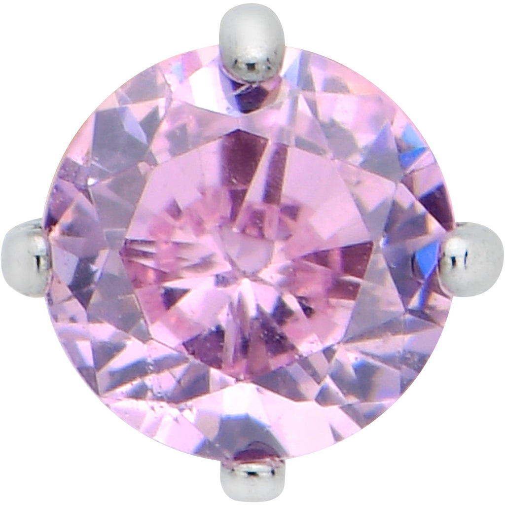 BodyCandy 16G 5/16 Pink CZ Gem ASTM F-136 Implant Grade Titanium Hex End Labret Tragus — detail close-up