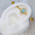 BodyCandy 14G Blue Clear Gem Gold Tone Regal Seal Industrial Barbell 38mm — main product shot