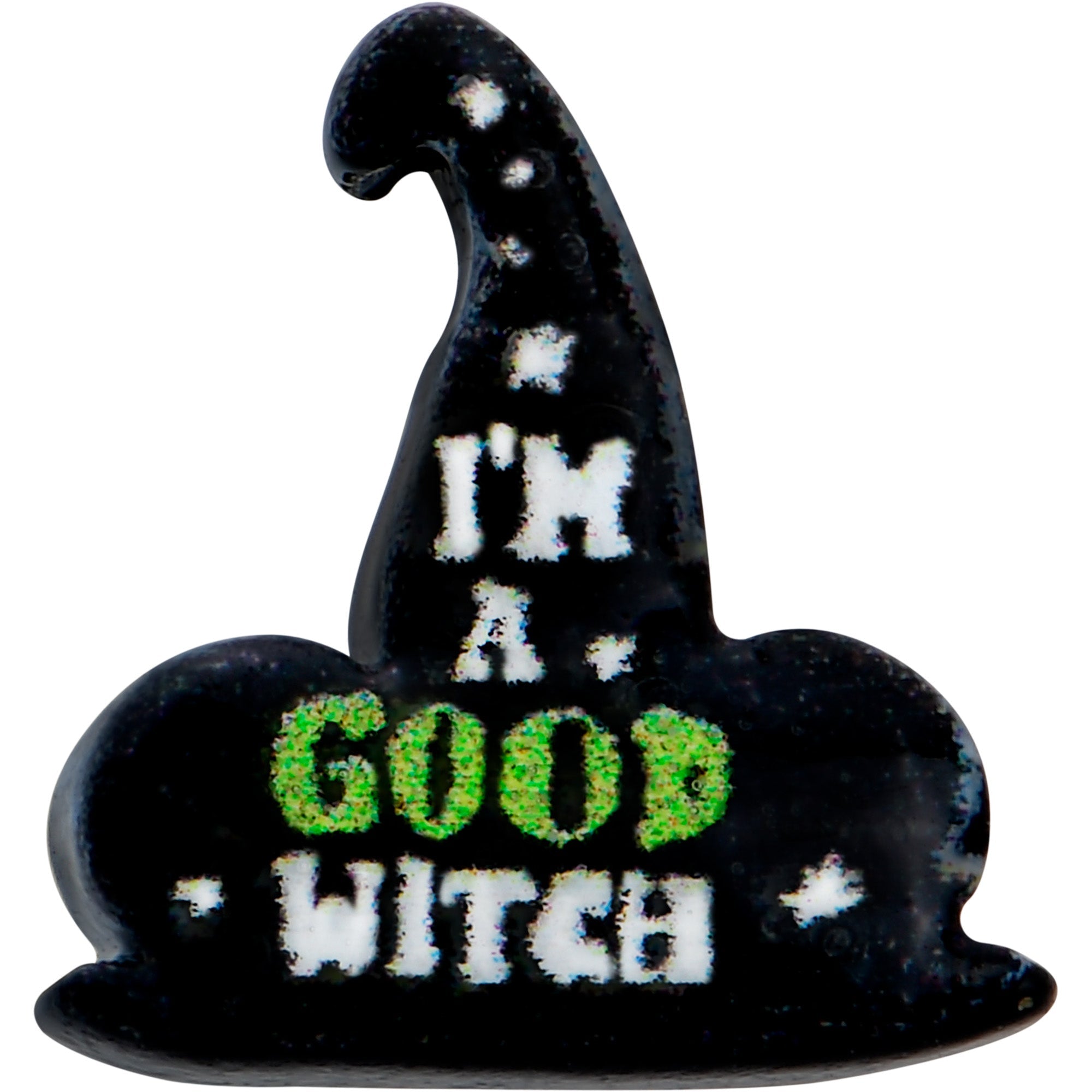 BodyCandy 16G 1/4 Good Witch Hat Glow in the Dark Cartilage Tragus Earring — detail close-up