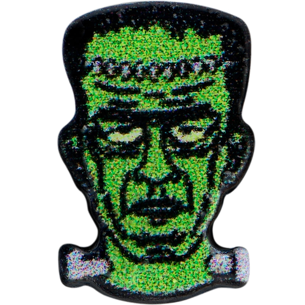 BodyCandy 16G 1/4 Frankenstein Head Green Glow in the Dark Cartilage Earring — detail close-up